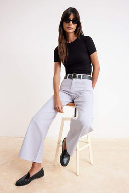 Bej DOKUMLU Yuksek Bel %100 Pamuk Wide Leg Jeans TWOSS26JE00216 - Trendyolmilla фото 6