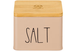 Емкость для хранения 1,5 л 14*11*11 см SALT с деревянной крышкой, бежевая - Elan gallery фото 4