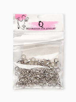 Замок-карабин, набор 55 замков, 55 колец, 12×7 мм, цвет серебро