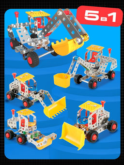 Конструктор металлический Строительная техника, 5 в 1, 139 деталей - Unicon фото 4