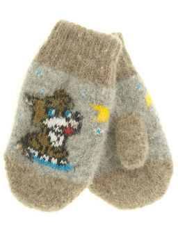 Варежки детские круговые "Собака и месяц" 0319-3