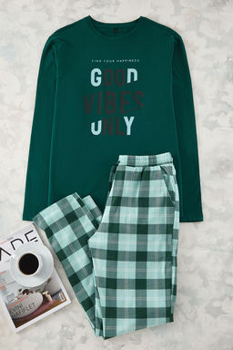 TRENDYOL MAN Mavi Regular Fit Ekose Orme %100 Pamuk Pijama Tak?m? TMNAW24PT00023