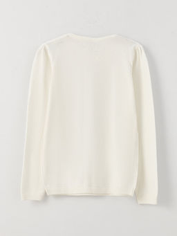 Bisiklet Yaka Bask?l? Uzun Kollu K?z ?ocuk Triko Kazak - Waikiki фото 2