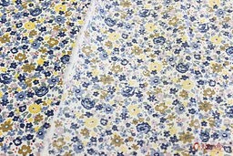 Импорт. хлопок Мелкая акварель (синие, желтые цветы), ш.1.49м, хлопок-100%, 100гр/м.кв - Купава фото 2
