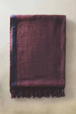 STRIPED LINEN WRAP BEACH TOWEL WITH FRINGING - Zara фото 12