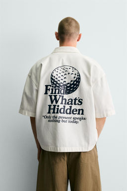 CAMISA RELAXED FIT ESTAMPADO GOLF / Blanco - Zara фото 3