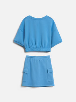 ACOOLA / Комплект для девочек ((1)джемпер и (2)юбка) Agnessa синий  фото 2