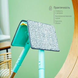 Щётка для окон Доляна, стальная телескопическая ручка 59(105) см, водосгон силикон 16 см, насадка микрофибра 1216 см  фото 8