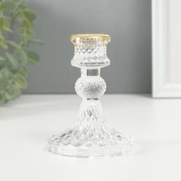 Стеклянный подсвечник на 1 свечу «Женева», с золотом, d=2 см, 10.5×7.7×7.7 см