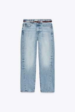 Z1975 NEW MOM FIT VINTAGE LOOK HIGH-WAIST BELTED JEANS - Zara фото 6