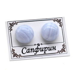 Серьги гвоздики (пусеты) голубой агат (сапфирин) 10мм Радуга камня