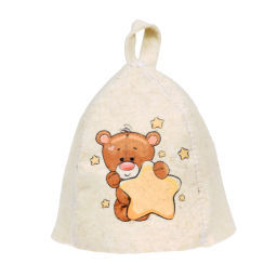 Цена за 2 шт. Шапка для бани и сауны детская "Мишка" "Hot Pot", войлок