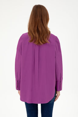 Женская фиолетовая рубашка с длинным рукавом Неожиданная скидка в корзине - U.s. polo assn фото 5