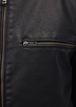 Siyah Suni Deri Ceket - Mavi фото 7