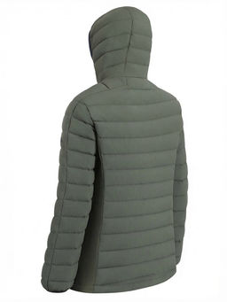 Куртка женская гибридная стёганая с капюшоном с графеновой подкладкой цвета хаки 9622_1Kh