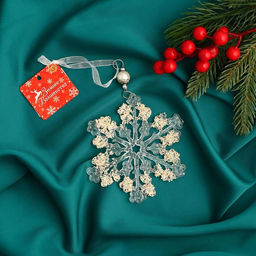 Цена за 2 шт. Ёлочная игрушка Зимнее волшебство. Снежинка ажурная, d=12 см, прозрачный, МИКС фото 4