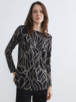 Bisiklet Yaka Desenli Bluz