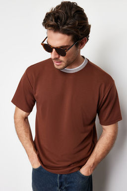 TRENDYOL MAN Premium Tas Oversize/Genis Kesim Triko Bantl? Dokulu Pike T-Shirt TMNSS23TS00079 - Trendyolmilla фото 4