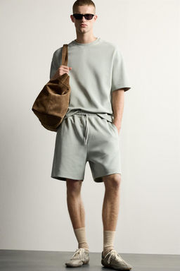 SUDADERA RELAXED FIT INTERLOCK / verde lavado - Zara фото 14