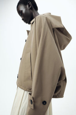 ZW COLLECTION SHORT HOODED TRENCH COAT - Zara фото 5