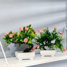 Бонсай искусственный в горшке «Персики», 10×17.5 см, МИКС