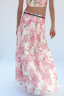 Falda tableada en mezcla de lino - H&m фото 5