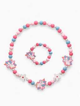 Цена за 2 шт. Набор детских украшений Выбражулька «Единорожки милые», 2 предмета: бусы, браслет, розовый