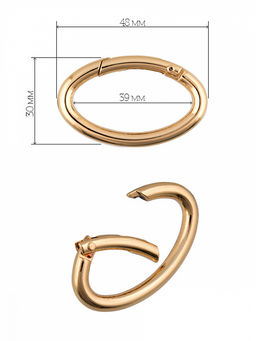 Карабин металл TBY-839201 48х30мм (внутр. 39х21мм) цв. золото уп. 10шт