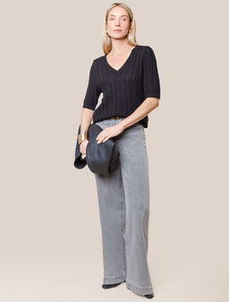 Джемпер фактурной вязки из хлопка с кашемиром - Vilatte фото 5