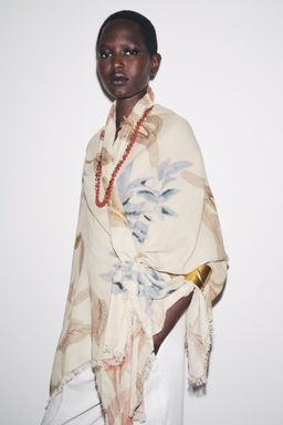 PEONY PRINT COTTON SCARF - Zara фото 2