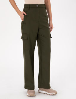 Haki Flare Fit Kuma_ Pantolon