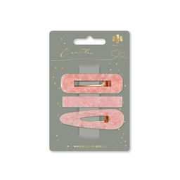 Набор заколок для волос зажим, арт. 71801 / 10 РОЗОВЫЙ МРАМОР (в наборе: 3шт., 6,5 см, черный мета