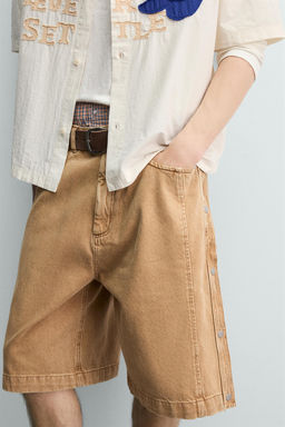 BERMUDA BAGGY FIT BOTONES / tostado