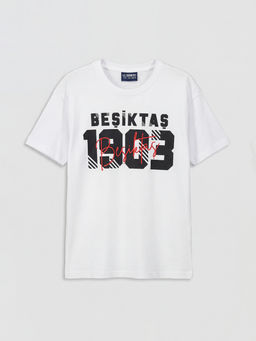 Bisiklet Yaka Be?ikta? Bask?l? Erkek ?ocuk Ti??rt