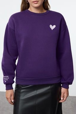 Mor Nak?sl? Regular/Normal Kal?p Kal?n Ici Polarl? Orme Sweatshirt TWOAW25SW00176