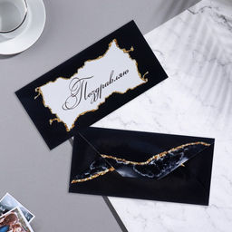 Цена за 10 шт. Конверт для денег Поздравляю! черным, мрамор, 17х8,5 см - Simaland фото 2