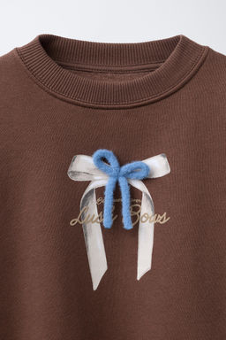 SLOGAN SWEATSHIRT WITH BOW DETAIL - Zara фото 3