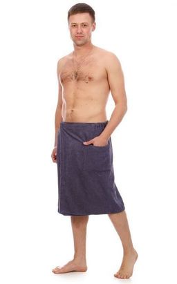 Килт мужской для бани и сауны СЕРЫЙ махровый хлопок 100% - Лен поволжья фото 3