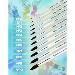 Цена за 7 шт. Кисть для рисования, Белка круглая № 3 (диаметр обоймы 3 мм; длина волоса 16 мм), деревянная ручка, Calligrata