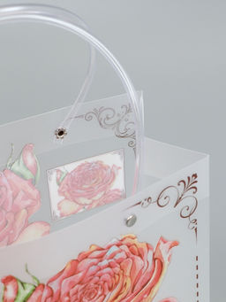 Пакет подарочный прозрачный, "Розы", 22 х 10 х 24 см
