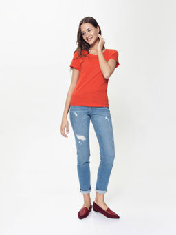 CONTE Хлопковая футболка с отложными манжетами LD 926 sunset orange