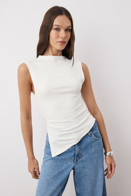 Siyah-Ekru 2li Paket Fitted/Vucuda Oturan Asimetrik Orme Bluz TWOSS25BZ00610 - Trendyolmilla фото 2