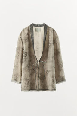 BEADED PRINTED ORGANZA KIMONO - Zara фото 8