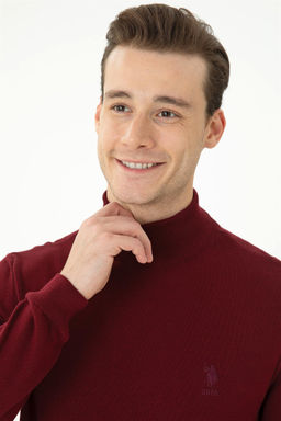 Свитер мужской U. S. Polo Assn базовый бордово-красный из хлопка - U.s. polo assn фото 2