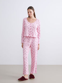 Petite U Yaka ?i?ekli Kad?n Pijama Tak?m?