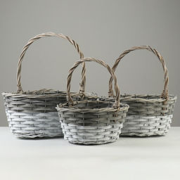 Корзина плетёная для хранения Knute, ива, серая, набор 3 шт.
