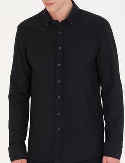 Рубашка Pierre Cardin Slim Fit черная с длинным рукавом