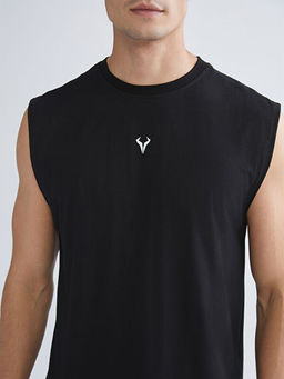 Bisiklet Yaka Bask?l? Erkek Kolsuz Ti??rt