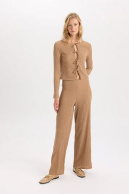 Wide Leg Genis Bol Paca Esnek Belli Basic Duz Burumcuk Pantolon