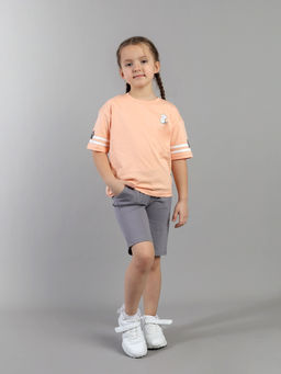 CRB wear / CSKG 90286-47-432 Комплект для девочки (футболка, шорты),персиковый/Ex.Cherubino